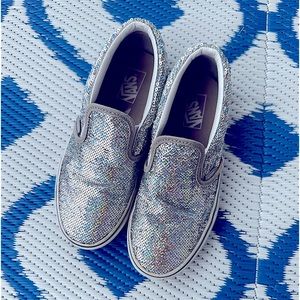 Vans, silver sequin slip-ons, GUC, Kids’ Size 3.
